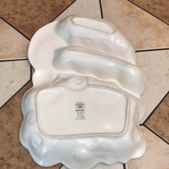 Merry Santa clay art 2003 dip platter bowl Santa - Picture 7 of 12